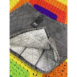 EGO Quilted Puff Denim Skirt Faded Black Women's Size 10